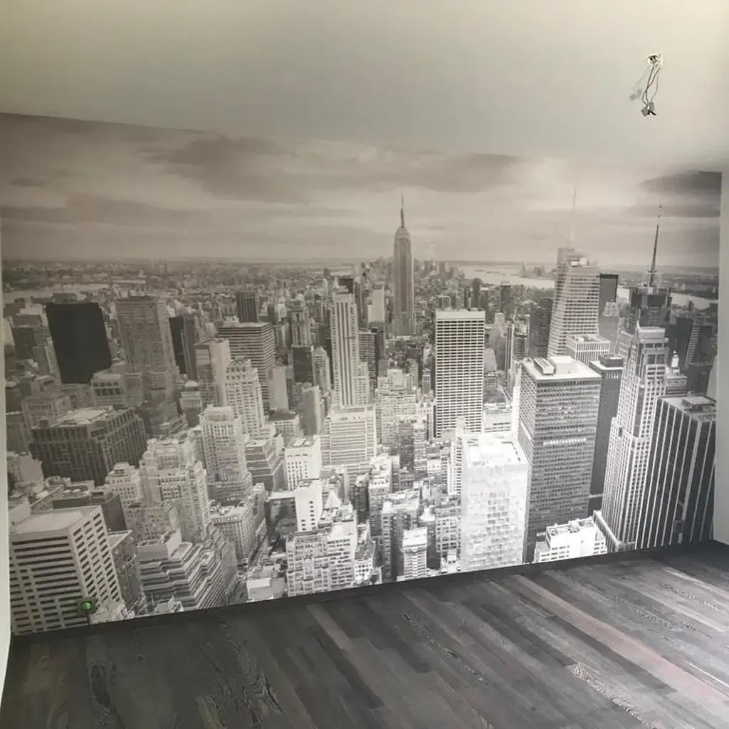 Fotobehang met een skyline van New York in zwart-wit